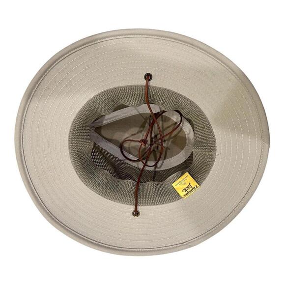 Panama Jack Mesh Khaki Tan Safari Sun Hat 3" Brim Leather Chin Strap SPF Unisex - Picture 5 of 11